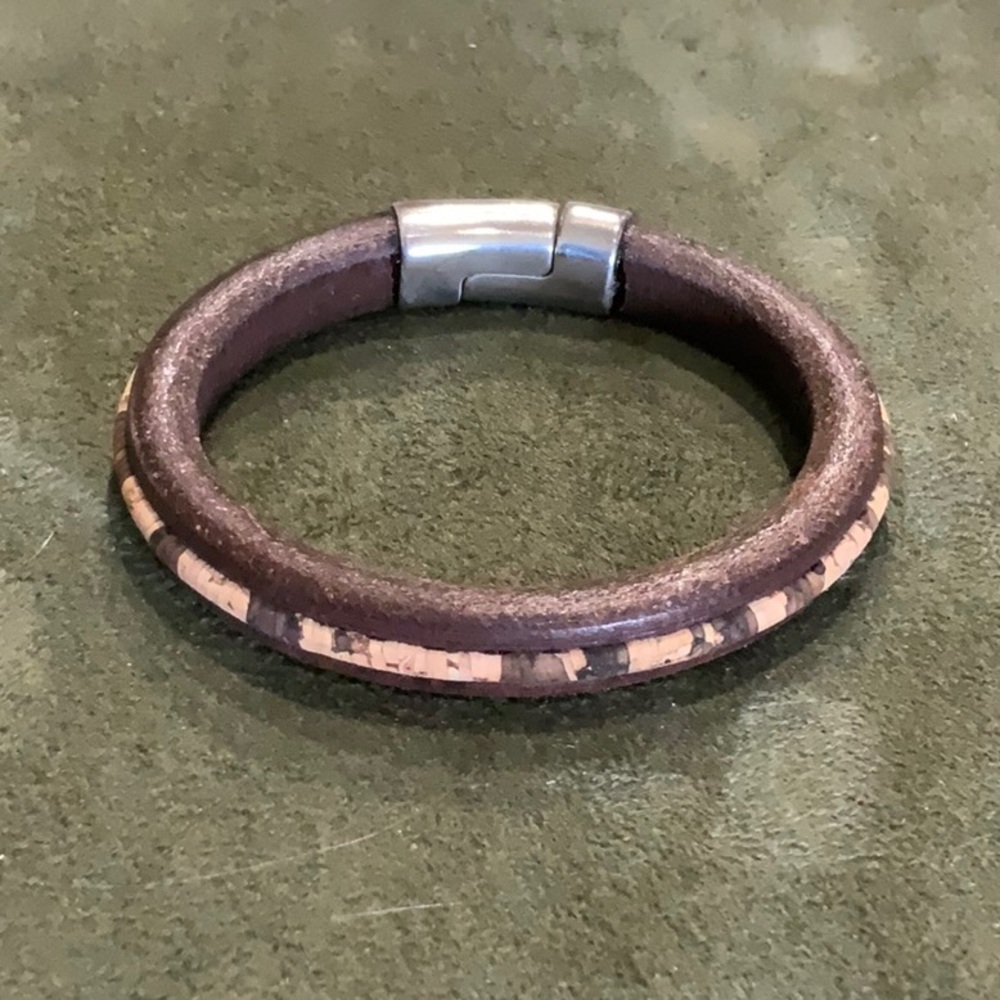 Licorice leather and cork bracelet